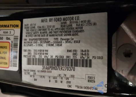 2014 Ford Fusion Se from USA, damaged, VIN 3FA6P0HD7ER270370
